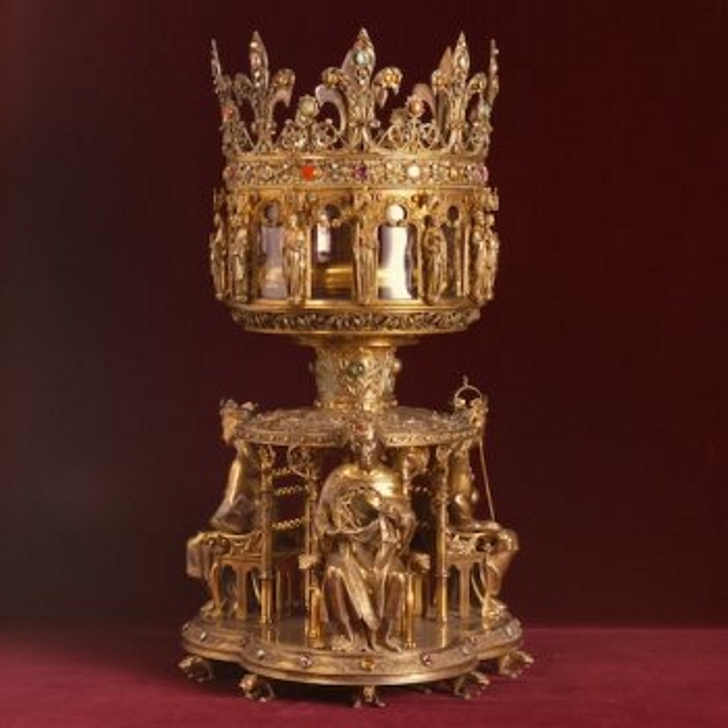 Reliquaire catholique, fusion de laiton, filigrane avec ange